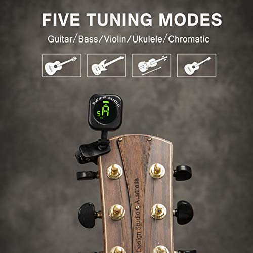 Guitar Tuner Clip-On for All Instruments - Acoustic, Electronic or Bass Guitar, Violin, Ukulele, Mandolin, Banjo & Chromatic - Thumbnail 2