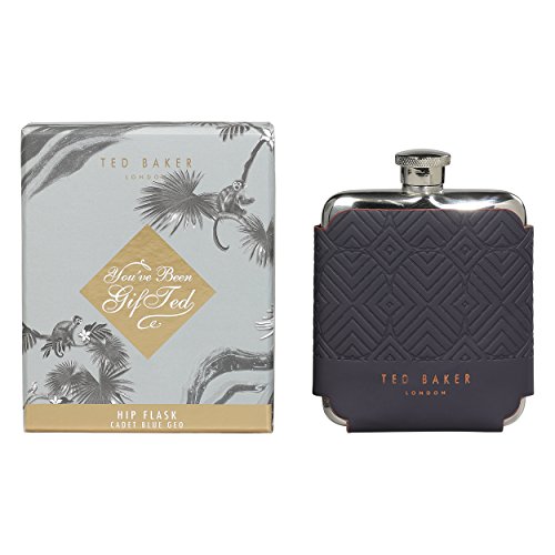 Ted baker ated286 stainless steel hip flask, blue cadet