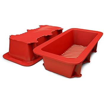 Silicone Bread and Loaf Pan Set of 2 Red, Nonstick, Commercial Grade Plus Homemade Bread Making Recipe Ebook