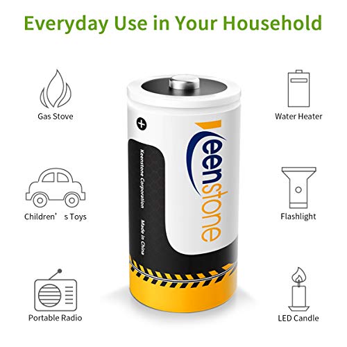 Keenstone Rechargeable D Batteries, 1.2V 10000mAh Ni-MH High Capacity D Size Battery (4 Pack)