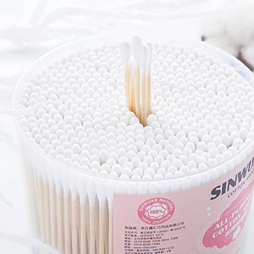 PandaHome, Eco-Friendly Bamboo Stick Swabs, Safety Natural Queue Cotton Swabs can Help Clean Eyes, Ears, Fingernail, Bathtub nd Dirty Spots on Clothes, Skirt or Shoes (3000ct, 6 x 500ct Round Box)