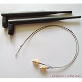 SOOGOOD New 2 x 6dBi RP-SMA Dual Band 2.4GHz 5GHz + 2 x 35cm U.fl / IPEX Cable Antenna Mod Kit No Soldering for Wireless Routers Mini PCIe Cards Network Extension Bulkhead Pigtail PCI WiFi WAN Repeater