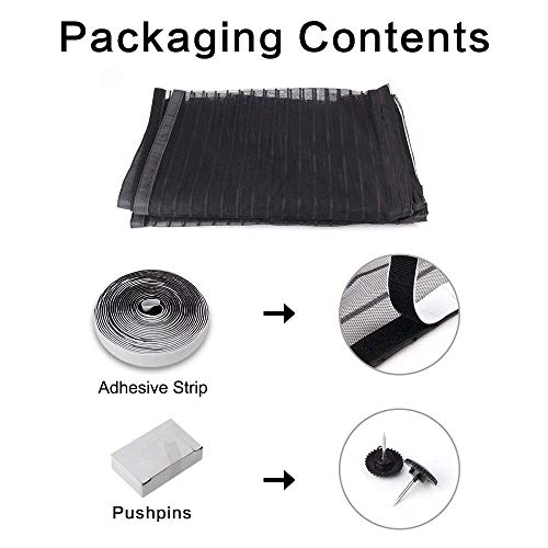 Magnetic Screen Door, VDEALEN Door Mesh Fly Mosquito Curtain with Magnets & Full Frame Tapes,Full Frame Hook & Loop, Hands Free, Fits Door Size up to 34"-82" Max (Screen Door Size 35" X 83", Black)