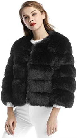 Pulula WISREMT Women’s Faux Fox Fur Coat Furry Jacket Winter Warm Coat Short Outwear