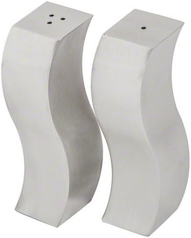 American MetalcraftDXP4 4 oz Wavy Salt and Pepper Shakers Silver, 1" Sq. x 4" H