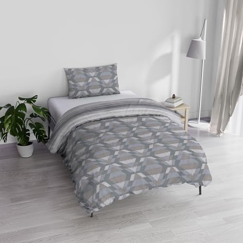 Italian Bed Linen Beddengoed Athena met dekbedovertrek en kussenslopen, bedrukt, Belek grijs, eenpersoonsbed