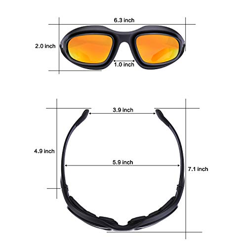 Polarized Riding Glasses Motorcycle Goggles Sunglasses Ski Goggles Snowboard Goggles Padded Black Frame with 4 Lens Kit for Outdoor Activity Sport - Thumbnail 3