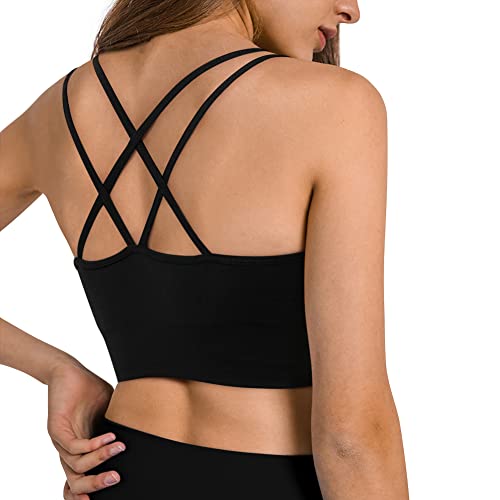 WANAYOU Cross Back Sport Bras 3 Pack Padded Strappy Criss Cross Yoga Bras for Workout Fitness