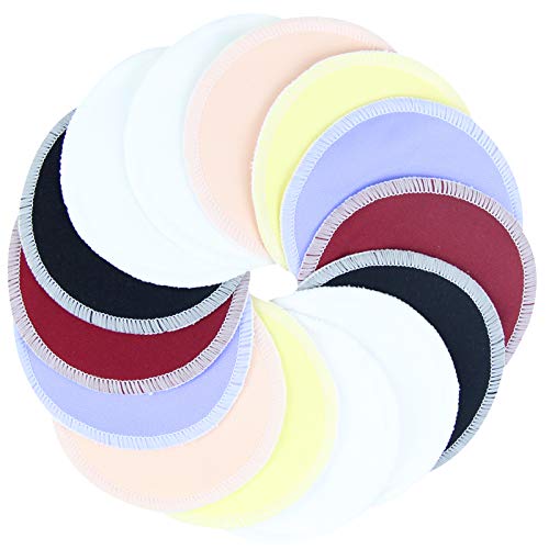 Langsprit Leak-Proof Organic Reusable Bamboo Nursing Pads(14 Pack),Super Absorbent Washable Breast Pads with 2 Bonus Free Laundry Bag & Storage Bag(Round)