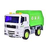 Garbage Truck Toy Recycle Truck Friction Powered for Boys and Girls Purifier with Light and Sound, 4 Wheels, 1:20 Advanced Simulation Model-City Sanitation Series, Green and White