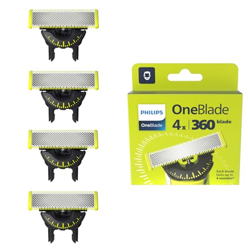 Philips Genuine OneBlade 360 lames de remplacement, pour rasoir électrique OneBlade et coupe-cousue, pack de 4, modèle QP440/60