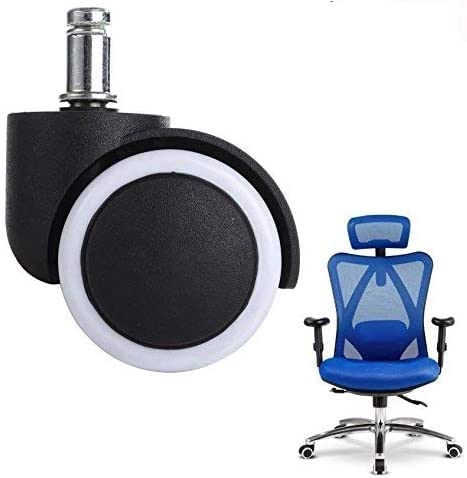 Cisixin 5pcs Replacement Office Chair Wheels Resistant for Hard Floors (White and Black, 11/50 mm)