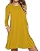 Women's Pockets Casual Swing T-Shirt Dresses Yellow X-Large
