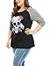 Agnes Orinda Women Plus Size Floral Skull Contrast Color Raglan T-Shirt 2X Black
