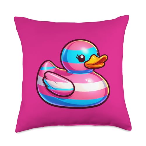 Transgender Rubber Duck Trans Pride Flag Ducky LGBTQ Throw Pillow