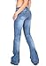 Cindy.H Women's Faded Flared Hipster Bootcut Stretch Jeans with Frayed Leg Ends