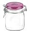 Bormioli Rocco Fido Square Jar with Fuchsia Lid, 25-1/4-Ounce