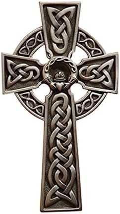 James Brennan Irish Celtic Claddagh Wall Cross in Antique Pewter Finish (5 Inch)