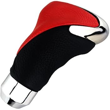 Lunsom Leather Shifting Knob Type-R Alloy Universal Gear Handle Shift Stick Shifter Head Car Accessory Fit Most Transmission Automatic Manual Vehicle (Black & Red)