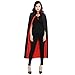 WESTLINK Cloak with Collar Costume Cape (35-66inches) Black Red Reversible