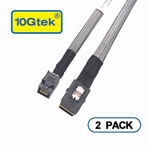 10Gtek Internal Mini SAS HD SFF-8643 to Mini SAS SFF-8087 Cable, 0.8-Meter(2.6ft), Foldable, Flexible, 2 Pack