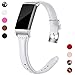 Hamile Slim Bands Compatible for Fitbit Charge 3, Genuine Leather Replacement Watch Band Wristband Strap for Fitbit Charge 3 and Charge 3 SE, Women, Small, White
