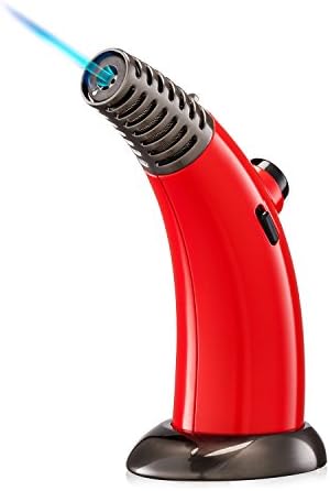 Butane Torch for Creme Brulee - Vailando Kitchen Chefs Blow Torch for Cooking Food Baking Welding BBQ(Red)