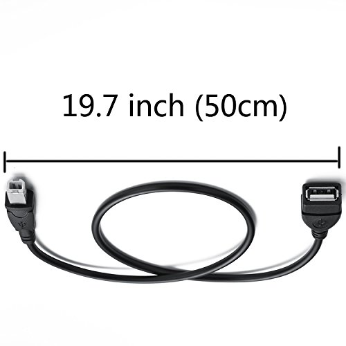 2 PACK USB 2.0 Cables A Female to USB B Male Cable for Printer cables length is 20 inches A/F to B/M Type-A F to B M Cable Extender Connection Cable(USB_A/F-USB_B/M Cables, Black)