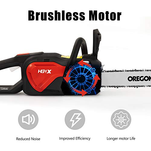 HENX 40V 16 Inch Cordless Chainsaw with Toolless Chain Tension System