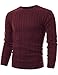 GIVON Mens Slim Fit Cable Knit Long Sleeve Crew-Neck Pullover Sweater