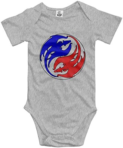 Klotr Infant Baby Climbing Clothes Yin Yang Dragon Newborn Bodysuits Short Sleeved Romper Jumpsuit Outfit Set