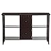 Yaheetech 3 Tier Solid Wood Buffet/Sideboard Table Console Sofa Table w/2 Grooved Cubby Storage Espresso Finished