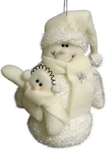 White Snowman Ornament with Snow-Child [AR2256a]
