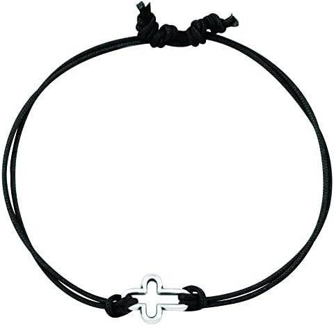 Bob Siemon Pewter Cross Bracelet on Adjustable Cord (Black)