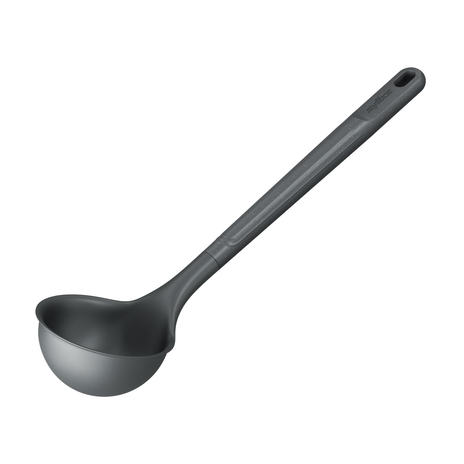 Zyliss Medium Ladle, Sustainable Wheat Straw/Nylon, Soup Ladle for Cooking and Serving with Heat Resistant Nylon Head, Beluga Grey, 28cm x 5.5cm, Dishwasher Safe