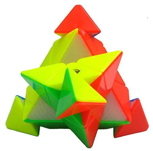 Yuxin Pyramid Speed Cube Stickerless Triangle Magic Cube Puzzle Toy Colorful