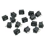 HUELE 15 Pcs AC 6A/250V 10A/125V 2 Solder Lug SPST On/Off Mini Boat Rocker Switch Car Auto Boat Round Rocker 2Pin Toggle SPST Switch Snap