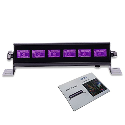 UV LED Black Light Fixture, Leciel 6LEDx3W Blacklight Lamp for for Glow Party and Holidays