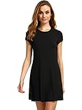 ROMWE Women's Short Sleeve Shirt Casual Swing Dress Black XXL
