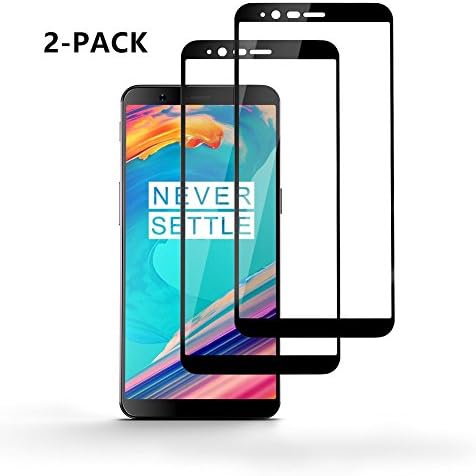 [2 Pack] OnePlus 5T Screen Protector, Fljie Full Coverage Curved Tempered Glass Screen Protector Film [HD Clear][Anti-Scratch][9H Hardness][100% Touch Sensitivity] for Oneplus 5T (Black [2 Pack])