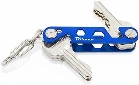 Key Organizer - Compact Smart Key Holder | Up to 22 Keys | 4 in 1 Multitool: Keychain, Bottle Opener, Mini Wrench &amp; Smartphone Stand + S-Carabiner, Key Loop &amp; Expansion Pack (Blue)