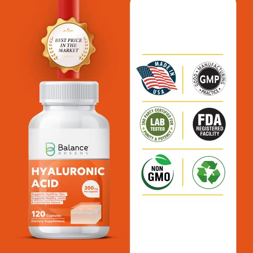 Hyaluronic Acid Skin Supplement 200mg Per Capsule, 120 Capsules, 4