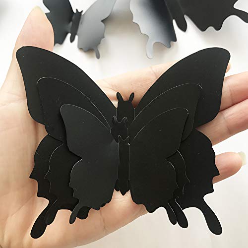 Download V Time 3d Black Butterfly Wall Stickers 24 Pieces Removable Mural Stickers Wall Stickers Decal For Home And Room Decoration Kids Room Bedroom Decor Living Room Sticker Black Pricepulse