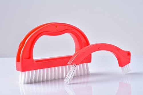 NANTAI Grout Cleaning Brush - Adjustable With Long Handle Grip Cheaning Brushes for Bathroom Floor Tile Grout (Red)
