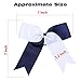 Cheerleading Bow Jumbo Cheer Bows 12 Pcs 7 Inch Ponytail Holder Cheerleader Bows Hair Tie (Navy Blue/White)