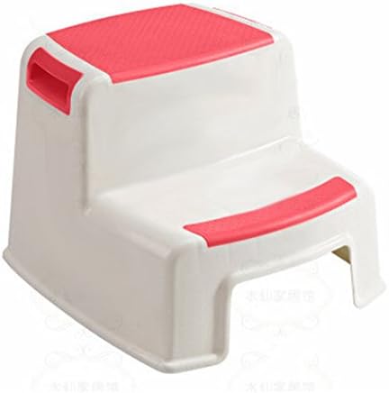 Techcell Portable Kids Non-Slip Step Stool Dual Height Two Step Stool Toddler's Stool for Potty Training Bathroom Kitchen (Red)