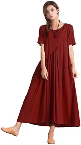 Women's Linen Cotton Casual Soft Dress Fashion Large Plus Size Clothing