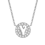 D.B.MOOD Jewelry for Women Pendant Necklaces Silver Rolo Chain Crystal Gemstone Necklace 26 Letters 17.3 Inches Y