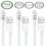 iPhone Charger, Cell Phone DIY [Set of 3] [Long 6 ft / 2M] Lightning to USB Charge and Sync Cable for iPhone 6 6Plus 5S 5C 5, iPod touch 5th gen, Extremely Durable with!