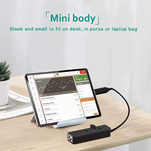 KEXIN HUB USB Type C vers 3 Ports USB 3.0 et Adaptateur Réseau Gigabit Ethernet RJ45, 4 en 1 Adaptateur Multiports, HUB USB C Compatible pour Chromebook Pixel, Huawei Matebook, Dell XPS, etc.